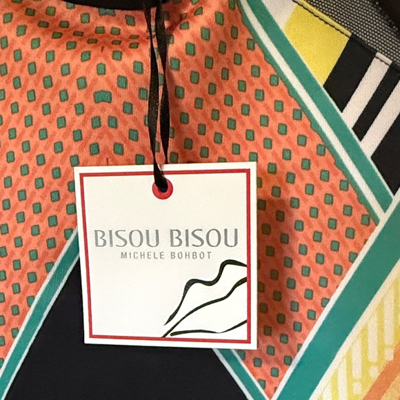 Bisou Bisou Floral Geometric Sheath Dress - Black & Coral - Picture 6 of 7